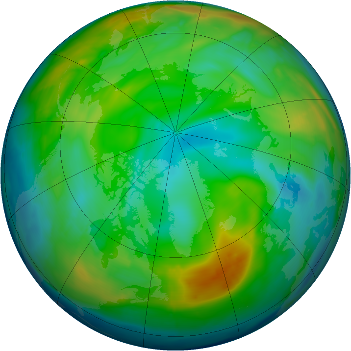 Arctic ozone map for 15 December 2013